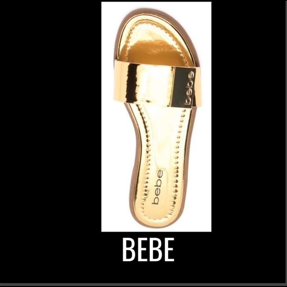 BEBE Gold Metallic Logo Slide - Picture 3 of 8